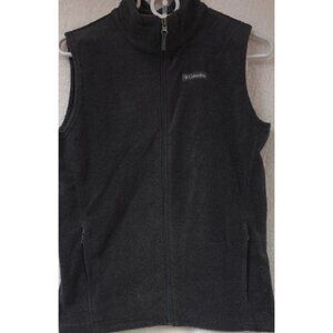Columbia Mens Large Dark Gray Full Zip Fleece Sleeveless Outdoor Hiking Vest
